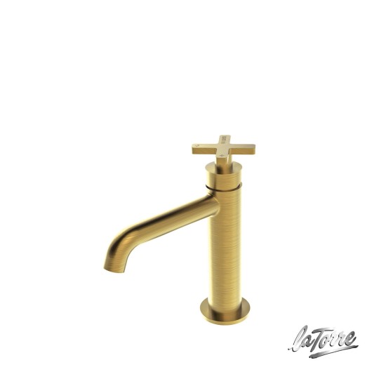 La Torre Elle Cross Μπαταρία Νιπτήρος με Βαλβίδα Clic-Clac Brushed Gold
