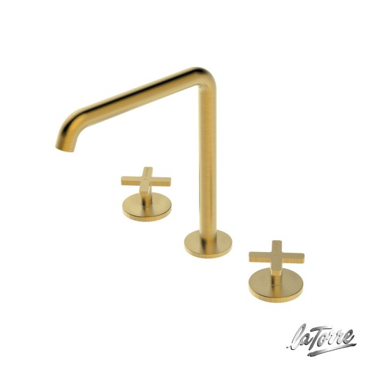 La Torre Elle Cross Επικαθήμενη Μπαταρία 3 Οπών με Βαλβίδα Clic-Clac Brushed Gold