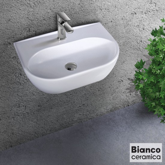Bianco Ceramica Studio, Νιπτήρας Επίτοιχος 45x32cm, Λευκός