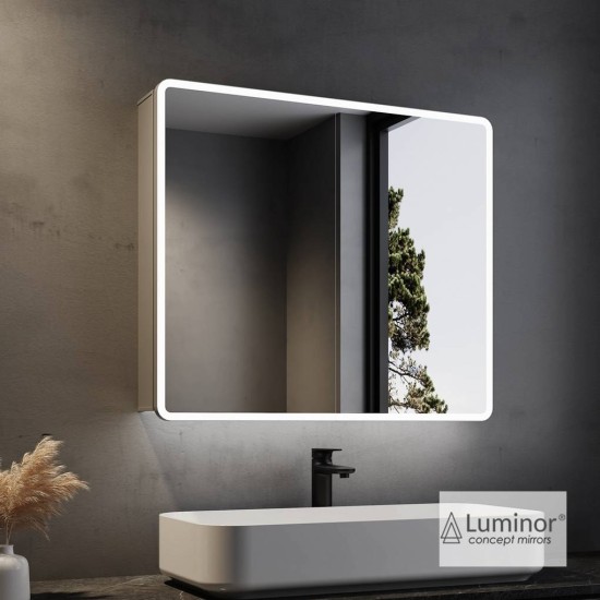 Luminor Kubi Ντουλάπι Μπάνιου 80x70 Με Φωτιζόμενο Καθρέπτη Led