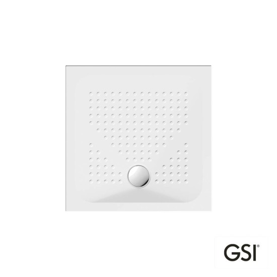 Gsi Ντουζιέρα Τετράγωνη 80x80 H.4 (4384) Antislip Φ90 White