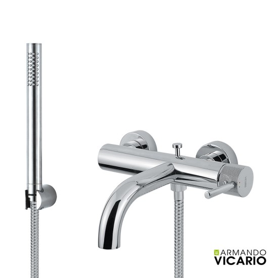 Armando Vicario Industrial, Μπαταρία Λουτρού με Στήριγμα, Σπιράλ και Τηλέφωνο, Chrome