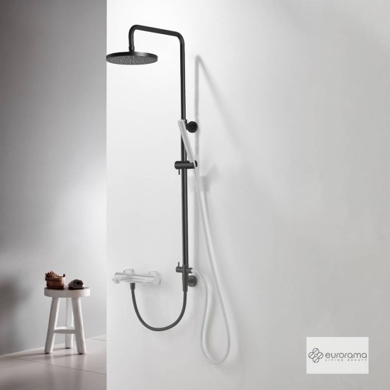 Eurorama, Στήλη με Ανακλινόμενη Κεφαλή Φ20cm, Black Matt (Χωρίς Μπαταρία)