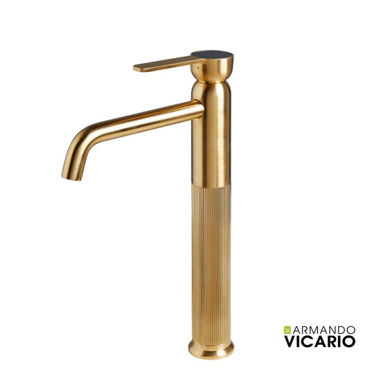 Armando Vicario Lumiere Μπαταρία Νιπτήρος Υψηλή με Βαλβίδα Clic-Clac Brushed Gold