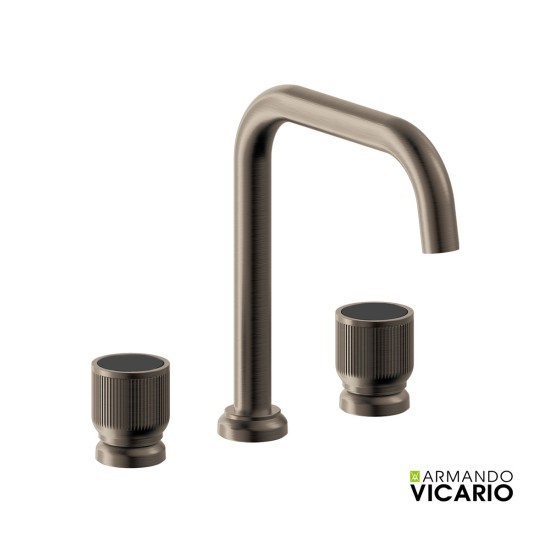 Armando Vicario Lumiere Μπαταρία Νιπτήρος 3 Οπών και Βαλβίδα Clic-Clac Black Brushed