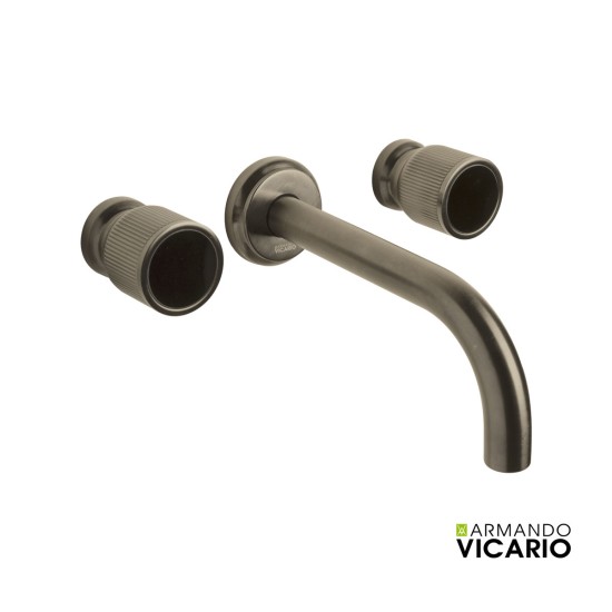 Armando Vicario Lumiere Επίτοιχη Μπαταρία Νιπτήρος 3ων Οπών Black Brushed