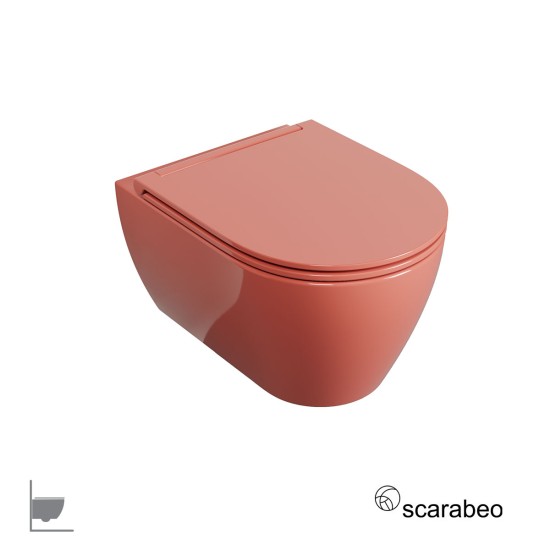 Scarabeo Twist Glam 50,5 Επίτοιχη Λεκάνη με Αποσπώμενο Κάλυμμα Slim Soft/Close Peach Glossy