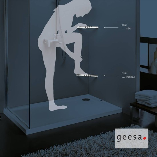 Geesa, Γωνιακή λαβή λουτρού - υποπόδιο 34cm, αντιολισθητική, Χρωμέ