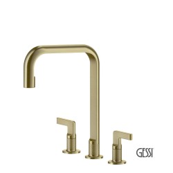 Gessi Inciso Μπαταρία Νεροχύτη 3 Οπών Brass Brushed Pvd