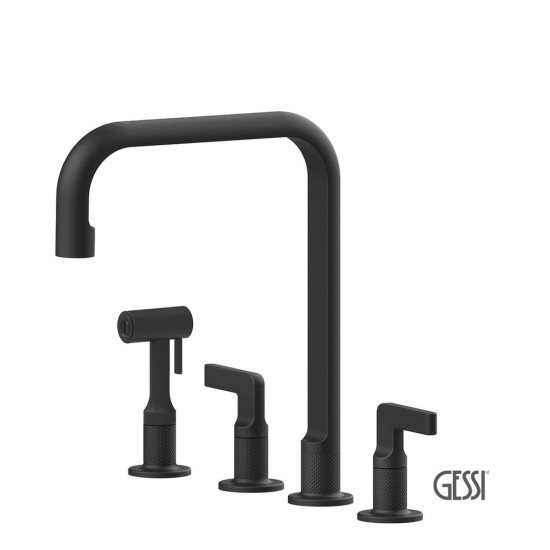 Gessi Inciso Μπαταρία Νεροχύτη 4ων Οπών Black Matt