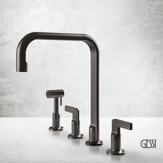 Gessi Inciso Μπαταρία Νεροχύτη 4ων Οπών Black Metal Brushed Pvd