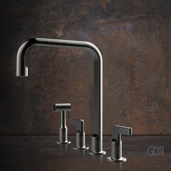 Gessi Inciso Μπαταρία Νεροχύτη 4ων Οπών Black Metal Brushed Pvd