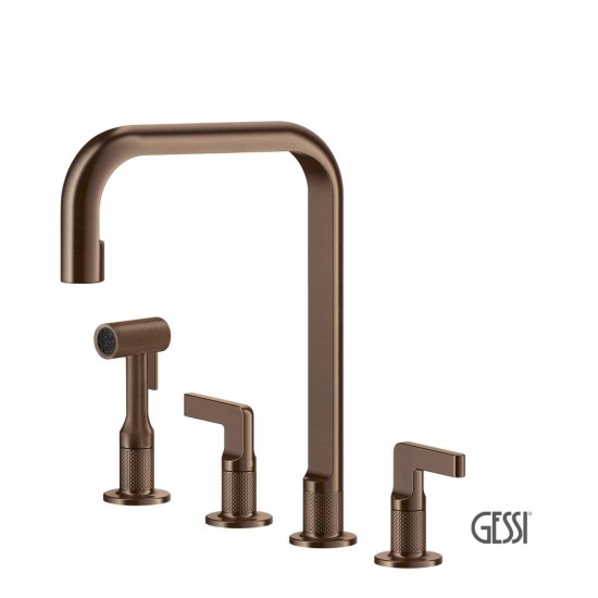 Gessi Inciso Μπαταρία Νεροχύτη 4ων Οπών Copper Brushed