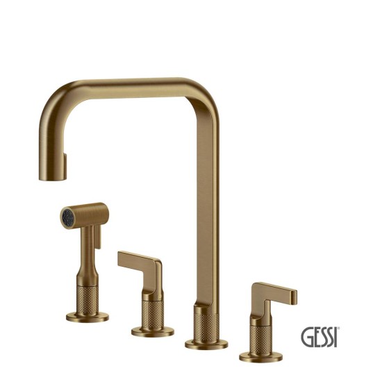 Gessi Inciso Μπαταρία Νεροχύτη 4ων Οπών Inox316 Warm Bronze Brushed Pvd