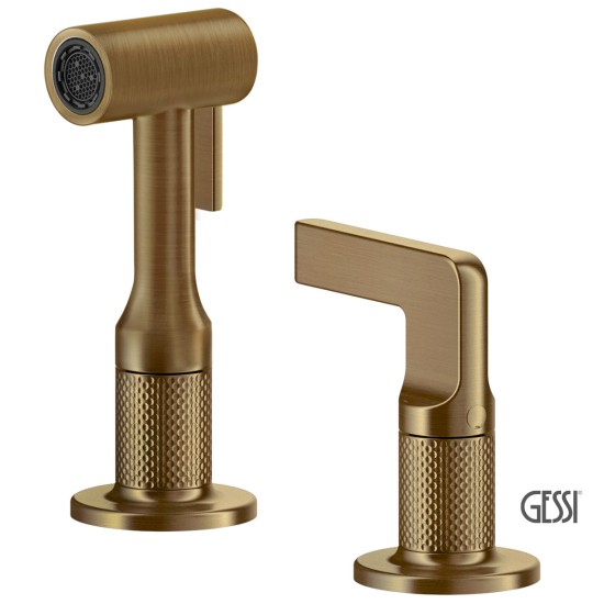 Gessi Inciso Μπαταρία Νεροχύτη 4ων Οπών Inox316 Warm Bronze Brushed Pvd