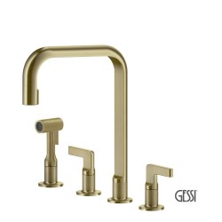 Gessi Inciso Μπαταρία Νεροχύτη 4ων Οπών Brass Brushed Pvd