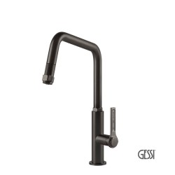 Gessi  Officine Μπαταρία Νεροχύτη με Τηλέφωνο Black Metal Brushed Pvd