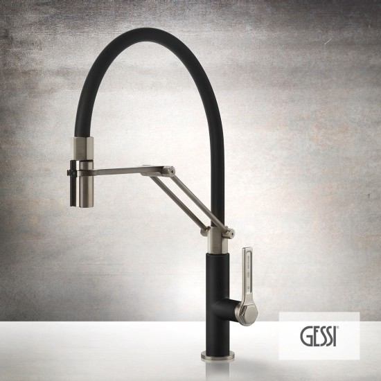 Gessi Officine Μπαταρία Νεροχύτη Ελατηρίου Inox/Black Matt