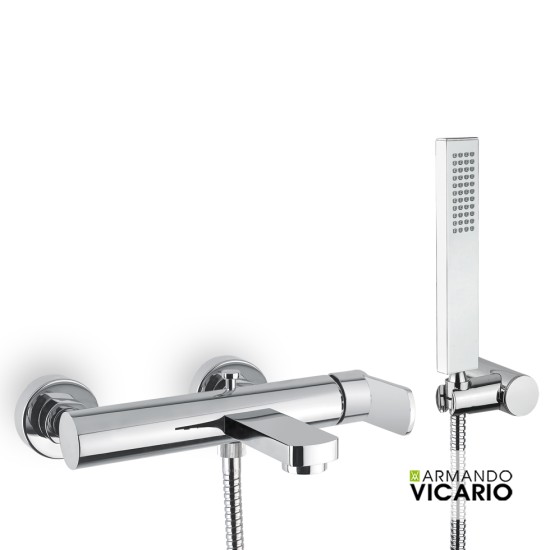 Armando Vicario Glam, Μπαταρία Λουτρού με Τλέφωνο, Στήριγμα και Άθραυστο Σπιράλ 1,5m, Chrome