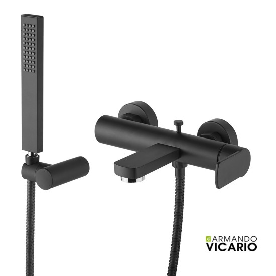 Armando Vicario Glam, Μπαταρία Λουτρού με Τλέφωνο, Στήριγμα και Άθραυστο Σπιράλ 1,5m, Black Matt Armando Vicario Glam, Μπαταρία Λουτρού με Τλέφωνο, Στήριγμα και Άθραυστο Σπιράλ 1,5m, Black Matt