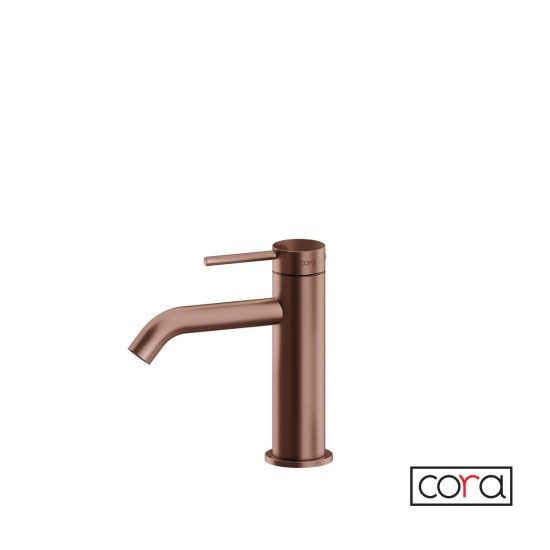 Cora Cosmo Inox PVD Μπαταρία Νιπτήρος με Βαλβίδα Clic-Clac Rose-Gold