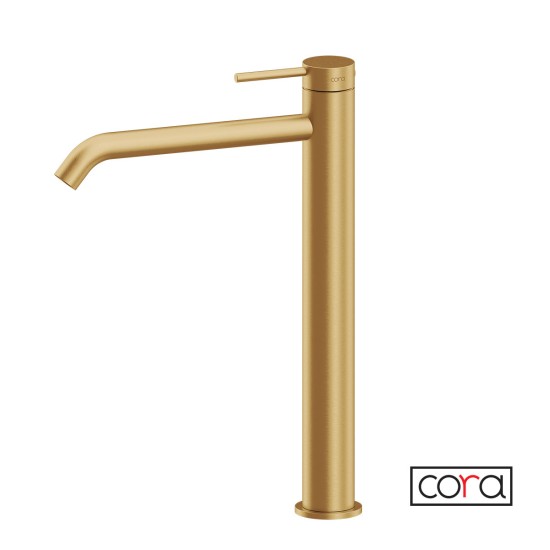 Cora Cosmo Inox PVD Μπαταρία Νιπτήρος με Βαλβίδα Clic-Clac Brushed Gold