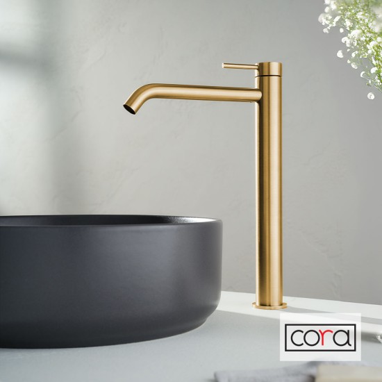 Cora Cosmo Inox PVD Μπαταρία Νιπτήρος με Βαλβίδα Clic-Clac Brushed Gold