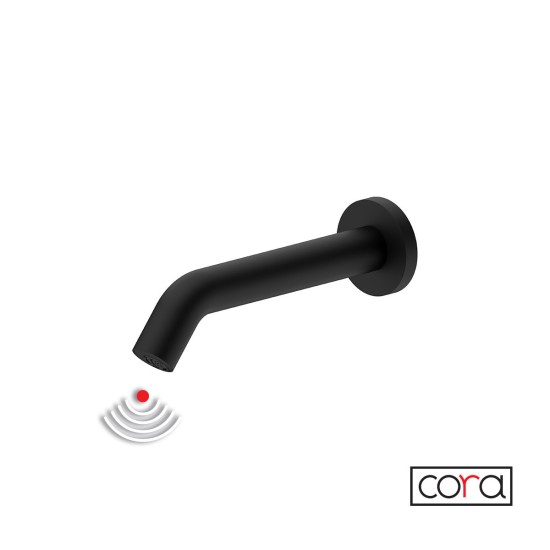 Cora Επίτοιχη Μπαταρία Νιπτήρος Ηλεκτρονική (Ρεύμα -Κρύο) Black Matt