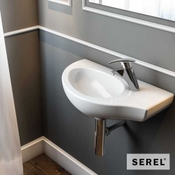 Serel Friendly Επίτοιχος Νιπτήρας Δεξιός 57x32cm, Λευκός Serel Friendly Επίτοιχος Νιπτήρας Δεξιός 57x32cm, Λευκός