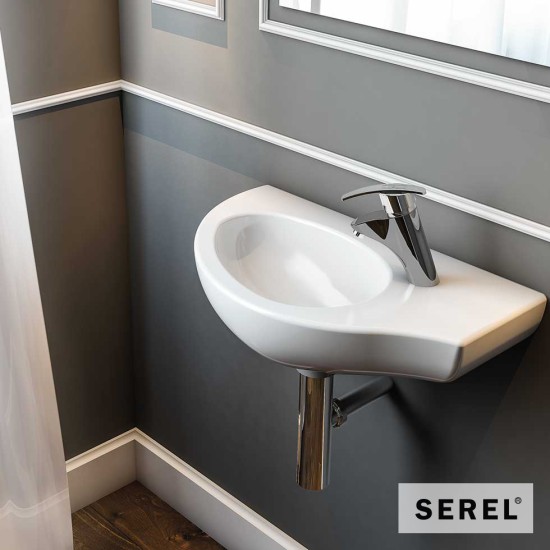 Serel Friendly Επίτοιχος Νιπτήρας Δεξιός 57x32cm, Λευκός