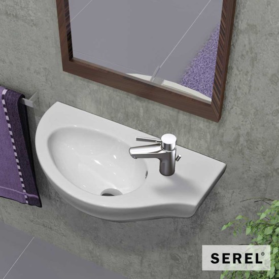 Serel Friendly Επίτοιχος Νιπτήρας Δεξιός 57x32cm, Λευκός