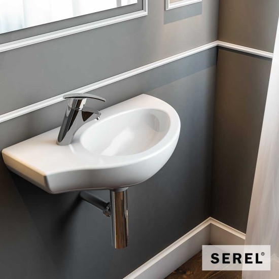 Serel Friendly Επίτοιχος Νιπτήρας Αριστερός 57x32cm, Λευκός