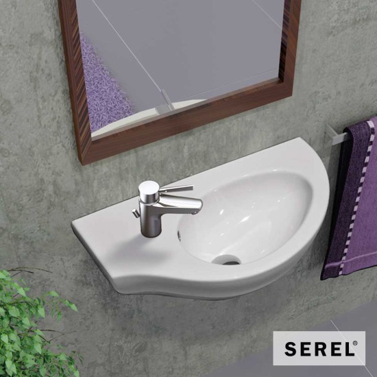 Serel Friendly Επίτοιχος Νιπτήρας Αριστερός 57x32cm, Λευκός