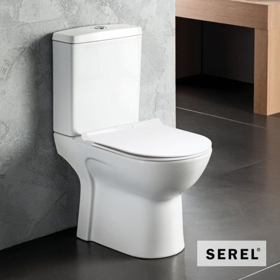 Serel Senior Λεκάνη Rimless 60cm, Καζανάκι και Κάλυμμα Slim, Soft Close.
