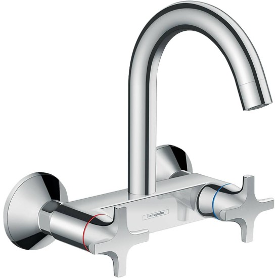Hansgrohe Logis M32, Επίτοιχη Μπαταρία με 2 Πόμολα, 1Jet, Χρωμέ