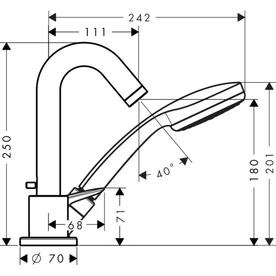 Hansgrohe Logis, Μπαταρία λουτρού, 3ων οπών Χρωμέ. Hansgrohe Logis, Μπαταρία λουτρού, 3ων οπών Χρωμέ.
