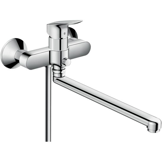 Hansgrohe Logis, Επίτοιχη Μπαταρία Λουτρού με Περιστρεφόμενη Εκροη 30cm, Χρωμέ