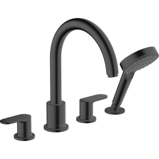 Hansgrohe Vernis Blend, Επικαθήμενη Μπαταρία Λουτρού 4ων Οπών, Black Matt