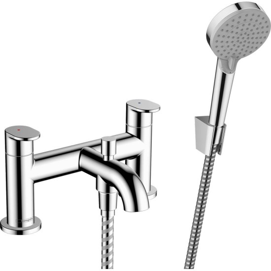 Hansgrohe Vernis Blend, Επικαθήμενη Μπαταρία Λουτρού 2 Οπών με Σπιράλ και Τηλέφωνο, Χρωμέ