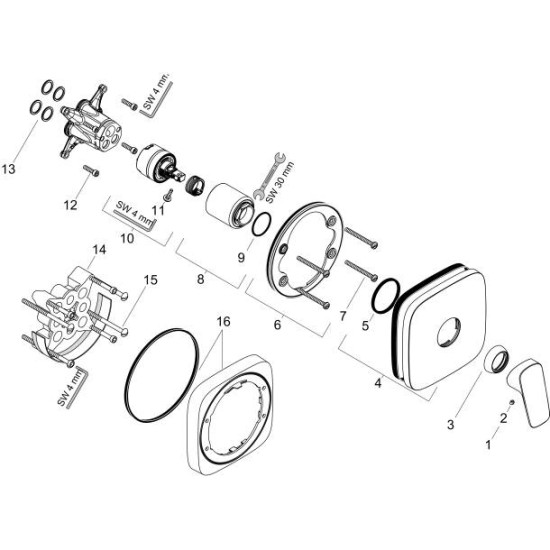 Hansgrohe Logis, Πλακέτα ενεργοποίησης 1 ή 3ων εξόδων, Χρωμέ. Hansgrohe Logis, Πλακέτα ενεργοποίησης 1 ή 3ων εξόδων, Χρωμέ.