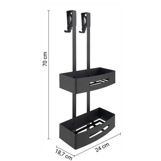 Gedy Poseidon Easy Clean, Μπουκαλοθήκη - Σπογγοθήκη 70x24cm, Black Matt