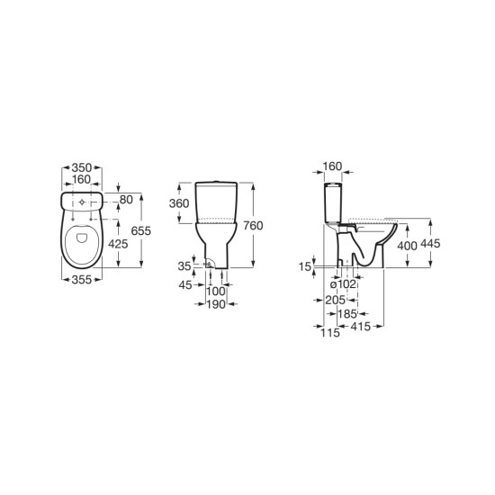 Σετ Roca Victoria Λεκ.Rimless ΧΠ/S', Καζ. 6/3L και Κάθ. Soft-Close SUPRALIT® Quick Release