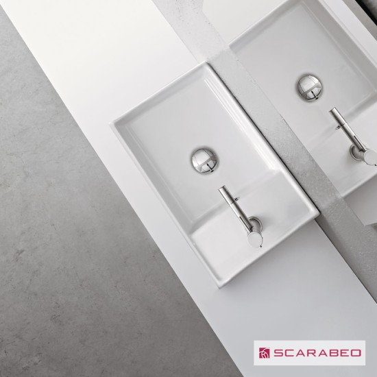 Scarabeo Teorema, Επιτραπέζιος ή Επίτοιχος Νιπτήρας 41x23cm, με 1 Οπή, White