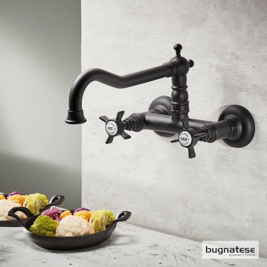 Bugnatese Princeton, Επίτοιχη Μπαταρία Κουζίνας με Περιστρεφόμενο Ρουξούνι, Black Matt