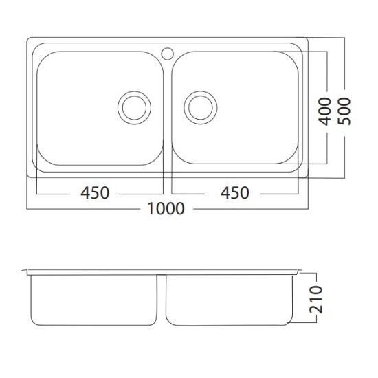 Apell Νεροχύτης Linear 100X50cm Λείος Apell Νεροχύτης Linear 100X50cm Λείος