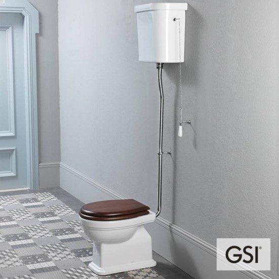 GSI Classic 54cm, Λεκάνη Υψηλής Πίεσης, Κάτω Στόμιο, με Καζανάκι Υψηλής Κατεβασιάς και Κάθισμα Μασίφ