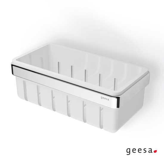 Geesa Frame, Σπογγοθήκη - Μπουκαλοθήκη 21x10,8x7,5cm με Αφαιρούμενη Θήκη, White Matt