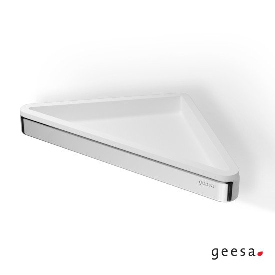 Geesa Frame, Γωνιακή Εταζέρα 23x17x2,5cm με Αφαιρούμενη Θήκη, White Matt