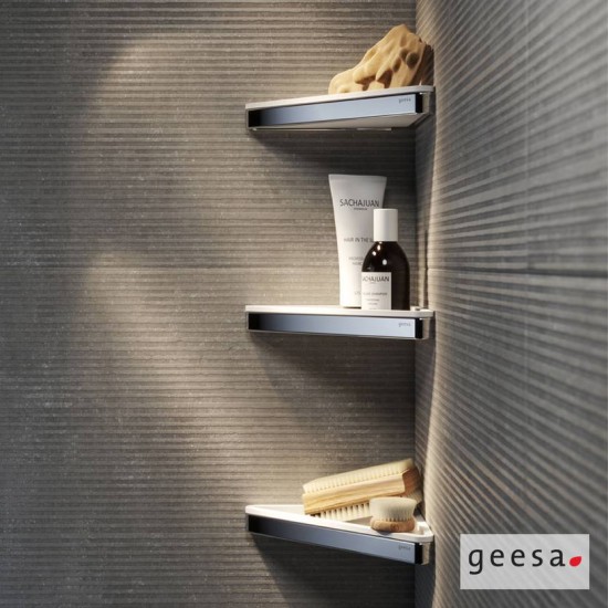 Geesa Frame, Γωνιακή Εταζέρα 23x17x2,5cm με Αφαιρούμενη Θήκη, White Matt