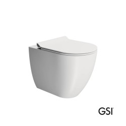 GSI Pura 55, Λεκάνη Swirlflush με Κάλυμμα Super Slim, Soft Close, White Matt